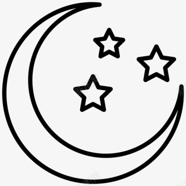 夜晚晴朗的夜晚月光图标图标