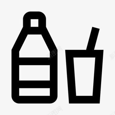 瓶子和玻璃杯饮料柠檬水图标图标