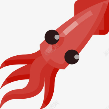 鱿鱼鱿鱼食品饮料扁平图标图标