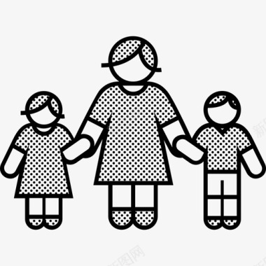 母亲带着女儿和儿子家庭家庭点点滴滴图标图标