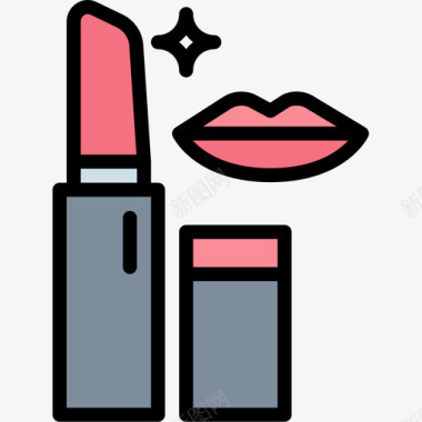 唇膏美容56线性颜色图标图标