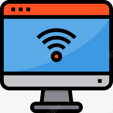 Windows操作系统的标识Wifi网站和windows界面5线性颜色图标图标