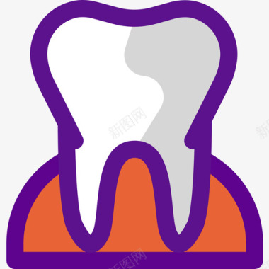 防老化牙龈解剖学4线状颜色图标图标