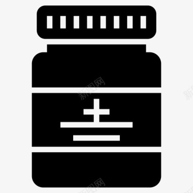 药罐药药的集合和健康字形向量图标图标