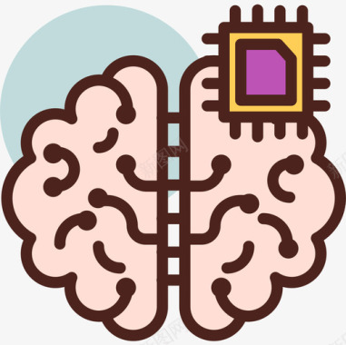 透视的大脑大脑人工智能56线性颜色图标图标