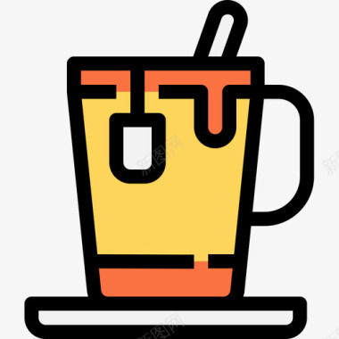 咖啡商务必备元素4线性颜色图标图标