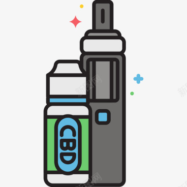 龙龙油Vapecbd油线性颜色图标图标