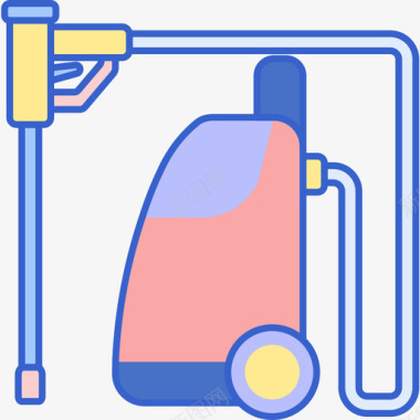 压力清洗机洗车机线性颜色图标图标