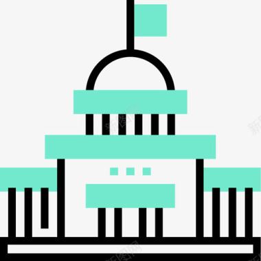 国会大厦投票选举17一色图标图标