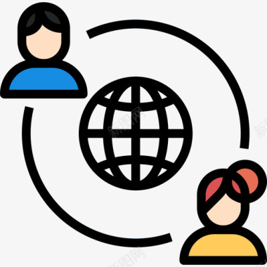 全球网络通信连通性5线性颜色图标图标