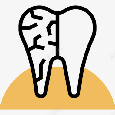 腐烂牙齿21黄色阴影图标图标