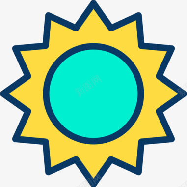 太阳光束太阳夏季69线性颜色图标图标