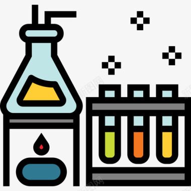 降低50试管工业50线性颜色图标图标
