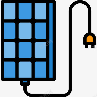 太阳能板太阳能板能量40线性颜色图标图标