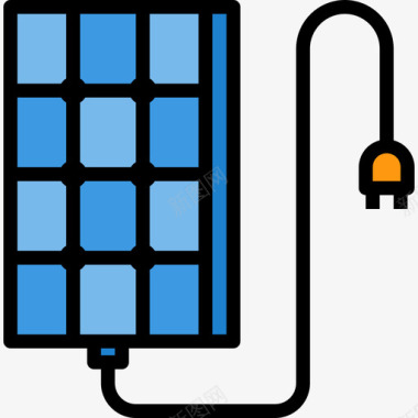 高性能太阳能板太阳能板能量40线性颜色图标图标