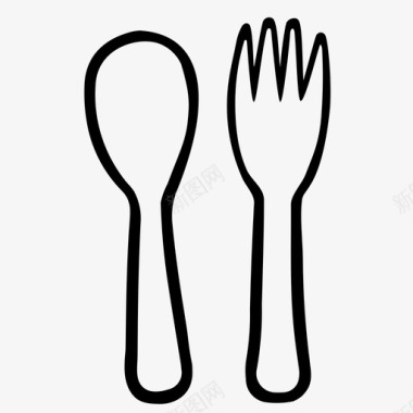 叉子和勺子烹饪厨房图标图标