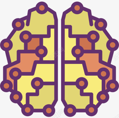 烹制大脑大脑人工智能54线性颜色图标图标