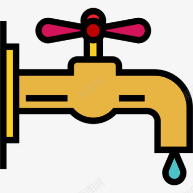 水龙头流水水龙头家具99线性颜色图标图标