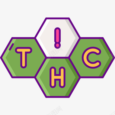 浅颜色Thc大麻4线性颜色图标图标