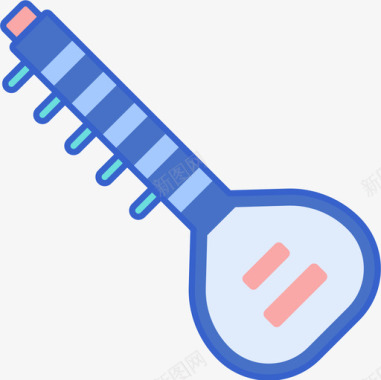 霓虹色彩西塔音乐105线性色彩图标图标
