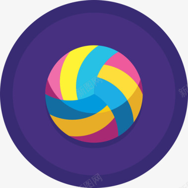 排球标志排球运动器材12扁平圆形图标图标