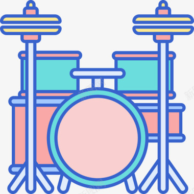 鼓套音乐105线性颜色图标图标