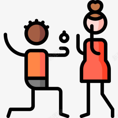 求婚情人节62线性颜色图标图标