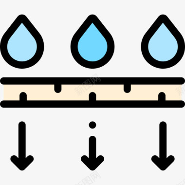 防水织物特征6线性颜色图标图标