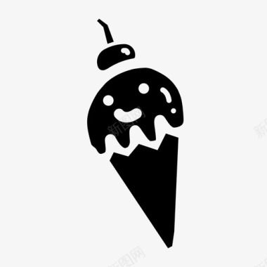 冰淇淋筒甜点涂鸦图标图标