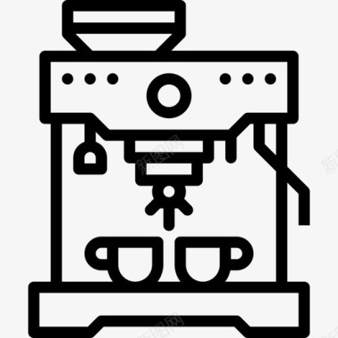 素描咖啡机咖啡机咖啡馆35直线型图标图标