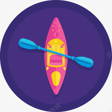 运动小人图标矢量素材皮划艇运动器材12扁平圆形图标图标