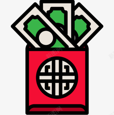 中国传统筷子红宝中国传统3线颜色图标图标