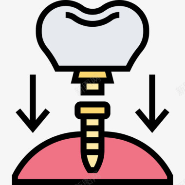 无痛种牙牙种植体牙19线性颜色图标图标
