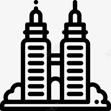 摩天大楼智慧城市16直线型图标图标