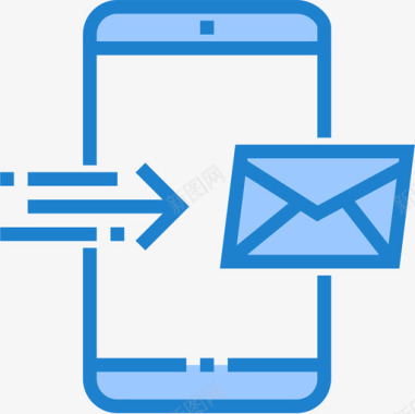 蓝色背景素材电子邮件智能手机功能6蓝色图标图标