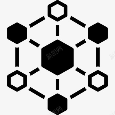 结构生物学六角形互连体系结构互连性图标图标