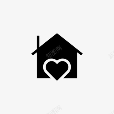 房子的心建筑爱情图标图标