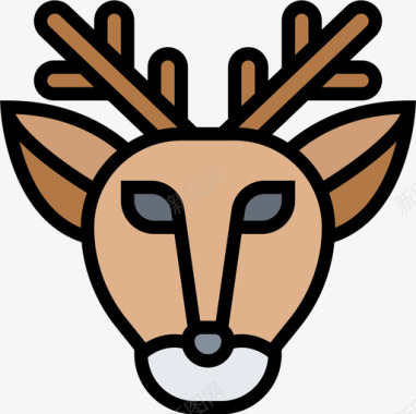 鹿复古装饰19线性颜色图标图标