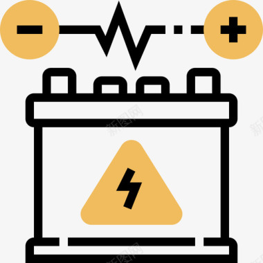 汽车电池汽车服务3黄阴影图标图标