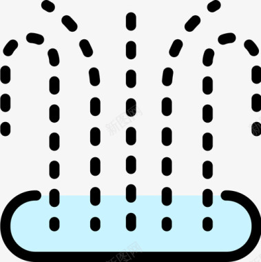 公园放风筝喷泉城市公园9线性颜色图标图标