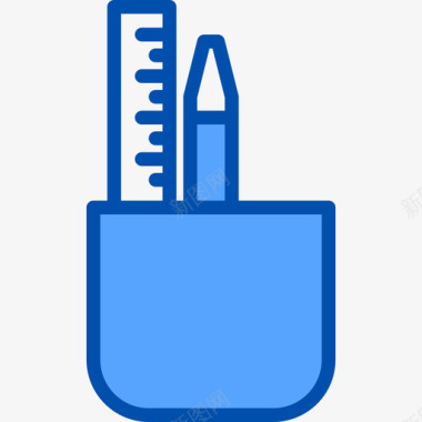 铅笔盒办公室101蓝色图标图标