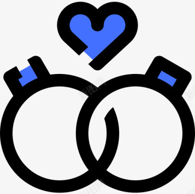 结婚戒指爱情85蓝色图标图标