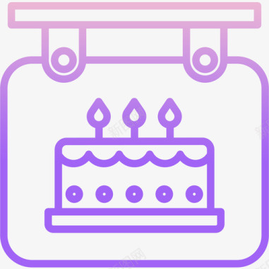 生日蛋糕派对和庆祝18轮廓渐变图标图标
