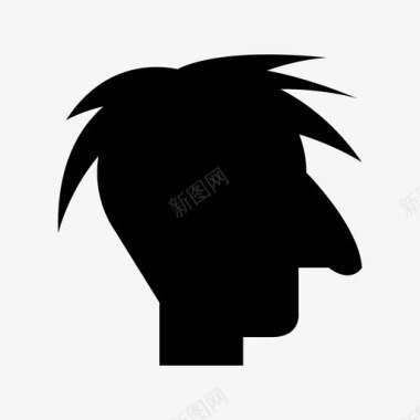 男性轮廓男性头发头部图标图标