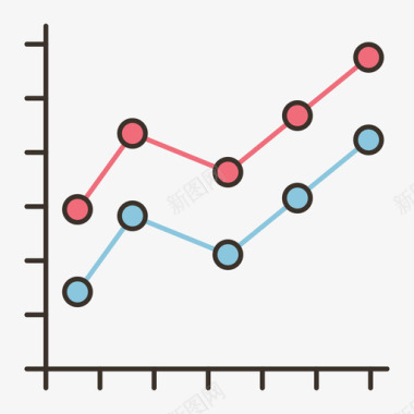 立体折线图折线图信息图4线颜色图标图标