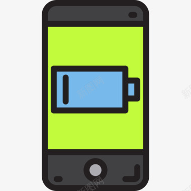 手机电池电量低电量移动应用程序2线性颜色图标图标