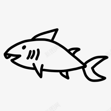 鲨鱼水族馆涂鸦图标图标