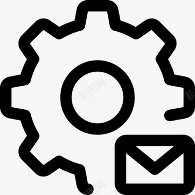 齿轮电子邮件设置齿轮信封图标图标