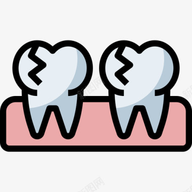 牙齿图标坏了牙齿护理22线性颜色图标图标