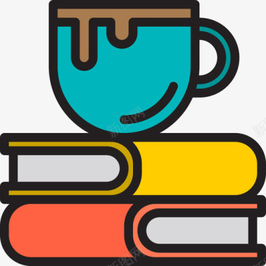 书籍素材书籍咖啡店77直系颜色图标图标
